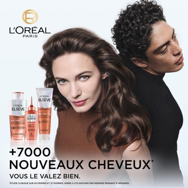 L’OREAL PARIS – Elseve Fiber Booster – Protocole Anti-Chute Cheveux - Stimule la Pousse* – Augmente la Densité Capillaire – Hommes & Femmes - Shampooing Sans Sulfates + Démêlant Sans Silicones + Sérum – Image 3