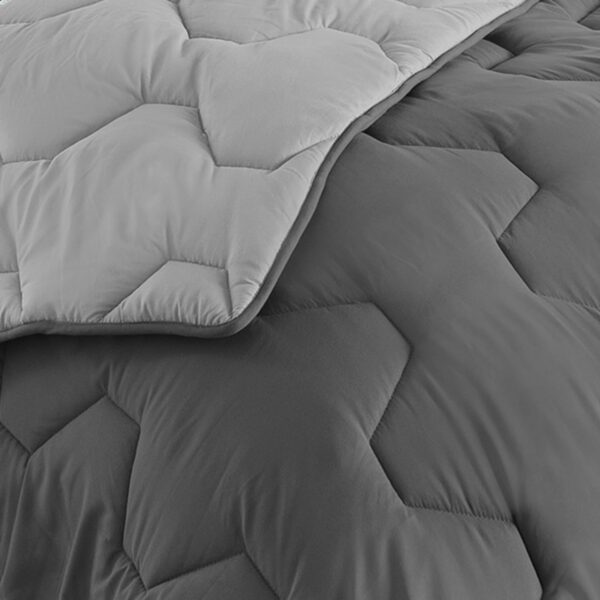 IDMarket - Couette 140x200 CM Abby Bicolore Gris Clair et Gris 300 GR – Image 4