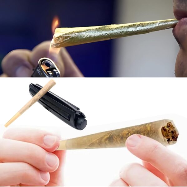 HomeDejavu Rouleur de joint,110mm Machine à rouler,Machine a rouler joint,Rouleuse à cigarette,4 Pièces Tube à Cigarettes en Plastique,Pour tabac à rouler, avec pochette en velours noir – Image 7