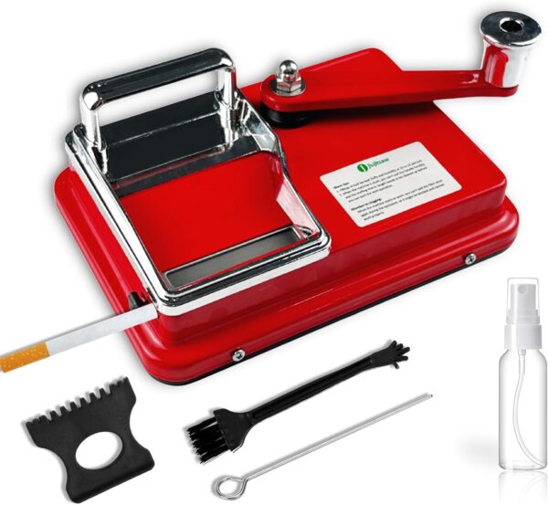 JIUJITSAW Rouleuse à Cigarette Portable, Machine à Rouler Les Cigarettes Durable et Compacte – Idéal comme Cadeau pour Homme – Tubeuse à Cigarette 8 mm, Machine à Rouler Joint Efficace (Rouge)