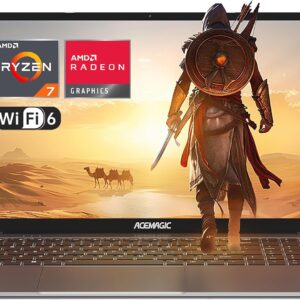 ACEMAGIC Ordinateur Portable 15.60 Pouces avec AMD Ryzen 7 5825U(8C/16T, jusqu'à 4,5GHz) 16Go Ram DDR4,512Go M.2 SSD Boîtier en Métal pour PC Portables, FHD,WiFi 6,BT5.2,HDMI,Type C
