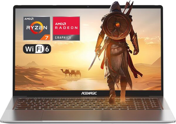 ACEMAGIC Ordinateur Portable 15.60 Pouces avec AMD Ryzen 7 5825U(8C/16T, jusqu'à 4,5GHz) 16Go Ram DDR4,512Go M.2 SSD Boîtier en Métal pour PC Portables, FHD,WiFi 6,BT5.2,HDMI,Type C