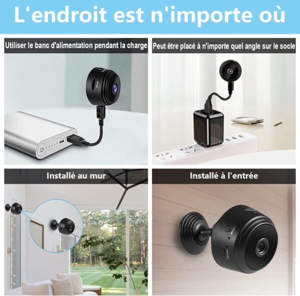 Mini Camera Espion sans Fil Invisible 1080P Caméra de Surveillance WiFi Intérieur/extérieur sans Fil Micro Caméra Espion a Distance Discrete Enregistreur Spy Cam Cachée avec Détection de Mouvement – Image 4