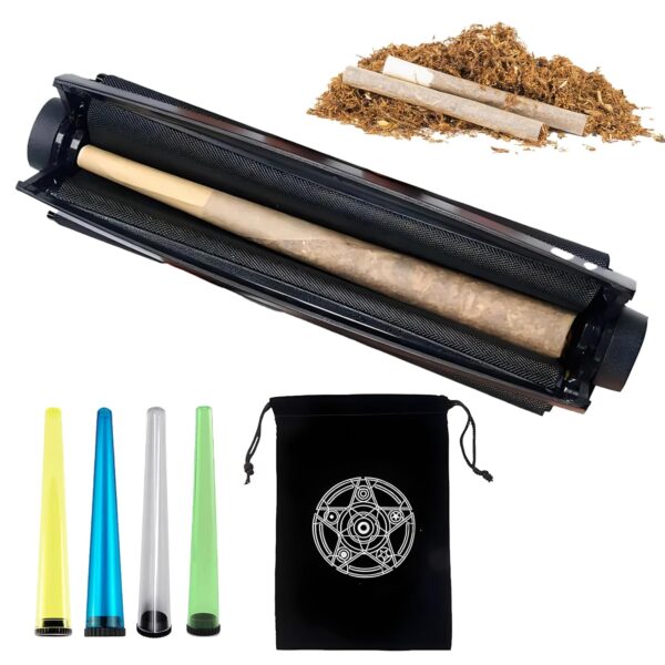 HomeDejavu Rouleur de joint,110mm Machine à rouler,Machine a rouler joint,Rouleuse à cigarette,4 Pièces Tube à Cigarettes en Plastique,Pour tabac à rouler, avec pochette en velours noir