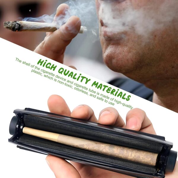 HomeDejavu Rouleur de joint,110mm Machine à rouler,Machine a rouler joint,Rouleuse à cigarette,4 Pièces Tube à Cigarettes en Plastique,Pour tabac à rouler, avec pochette en velours noir – Image 5