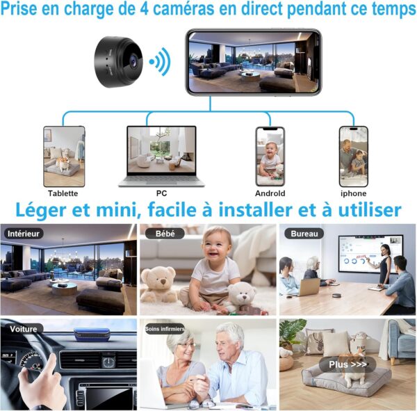 Mini Camera Espion sans Fil Invisible 1080P Caméra de Surveillance WiFi Intérieur/extérieur sans Fil Micro Caméra Espion a Distance Discrete Enregistreur Spy Cam Cachée avec Détection de Mouvement – Image 3