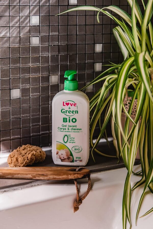 Love & Green - Gel Lavant Corps/Cheveux Bio 0% 500 ml - Fabriqué en France – Image 4