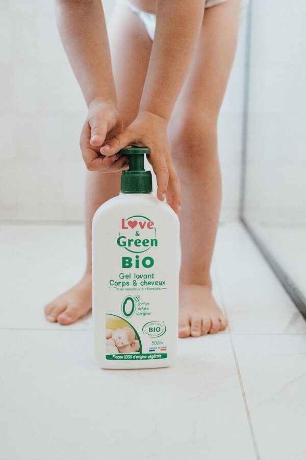 Love & Green - Gel Lavant Corps/Cheveux Bio 0% 500 ml - Fabriqué en France – Image 3