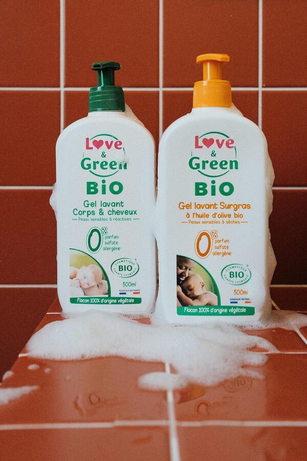 Love & Green - Gel Lavant Corps/Cheveux Bio 0% 500 ml - Fabriqué en France – Image 2